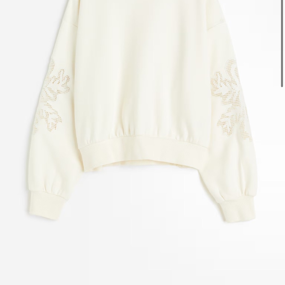 H&M Cream Oversized Embellished Long Sleeve Sweatshirt